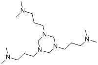 Struktura 1,3,5-tris [3- (dimetyloamino) propylo] heksahydro-1,3,5-triazyny
